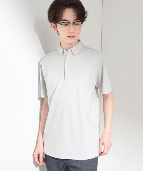 THE SHOP TK （ザ ショップ ティーケー ）の「アイス カノコポロシャツ【接触冷感／洗濯機OK】（ポロシャツ・メンズ・ブルーグリーン/ネイビー/ライトグレー・02/03/04）」の7枚目の写真