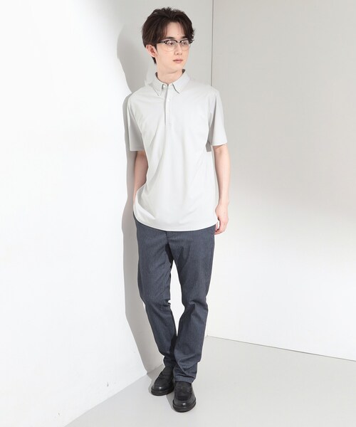 THE SHOP TK （ザ ショップ ティーケー ）の「アイス カノコポロシャツ【接触冷感／洗濯機OK】（ポロシャツ・メンズ・ブルーグリーン/ネイビー/ライトグレー・02/03/04）」の5枚目の写真