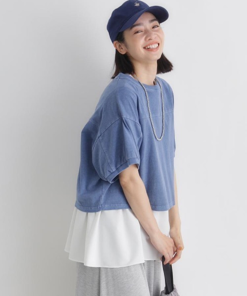 Right-on(ライトオン)の「HONEYSUCKLE ROSE(ハニーサックルローズ)ピグメント加工ショートTシャツ(Tシャツ/カットソー・レディース・キナリ/ブラック/ブルー・M/L)」の10枚目の写真