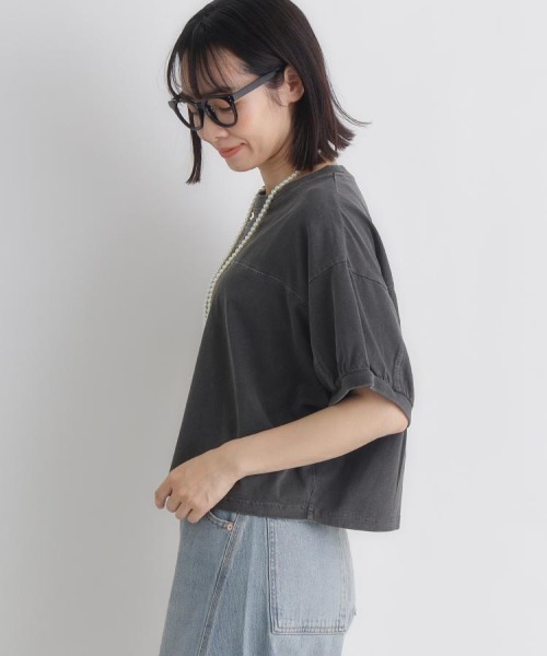 Right-on(ライトオン)の「HONEYSUCKLE ROSE(ハニーサックルローズ)ピグメント加工ショートTシャツ(Tシャツ/カットソー・レディース・キナリ/ブラック/ブルー・M/L)」の21枚目の写真