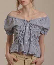 hazyl（ヘイジル）の「shirring 2way blouse / シャーリング2WAYブラウス（シャツ/ブラウス）」