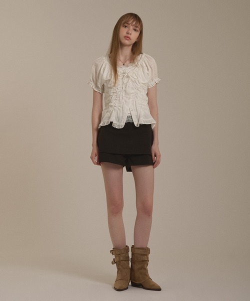 hazyl(ヘイジル)の「shirring 2way blouse / シャーリング2WAYブラウス(シャツ/ブラウス・レディース・ネイビー/オフホワイト/ピンク系その他・フリー)」の12枚目の写真