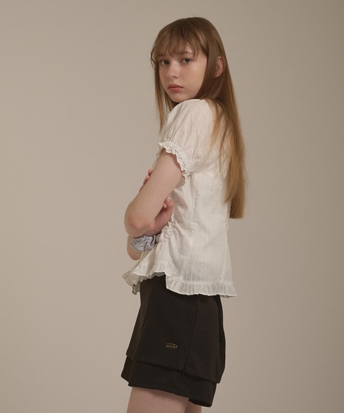 hazyl(ヘイジル)の「shirring 2way blouse / シャーリング2WAYブラウス(シャツ/ブラウス・レディース・ネイビー/オフホワイト/ピンク系その他・フリー)」の19枚目の写真