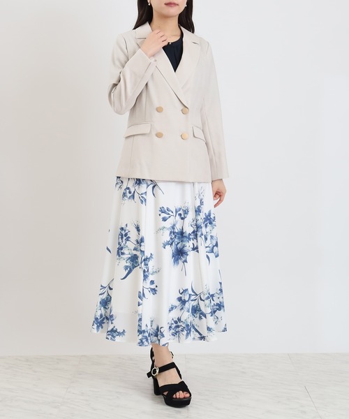 TRUDEA(トルディア)の「麻調 金釦ダブルジャケット(テーラードジャケット・レディース・ライトグレー・X-LARGE/LARGE/MEDIUM/SMALL)」の2枚目の写真
