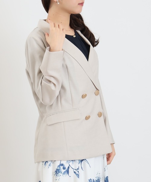 TRUDEA(トルディア)の「麻調 金釦ダブルジャケット(テーラードジャケット・レディース・ライトグレー・X-LARGE/LARGE/MEDIUM/SMALL)」の18枚目の写真