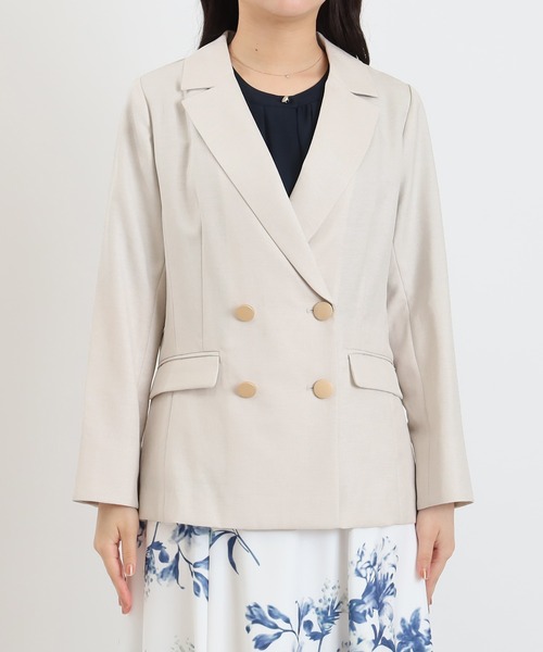 TRUDEA(トルディア)の「麻調 金釦ダブルジャケット(テーラードジャケット・レディース・ライトグレー・X-LARGE/LARGE/MEDIUM/SMALL)」の3枚目の写真