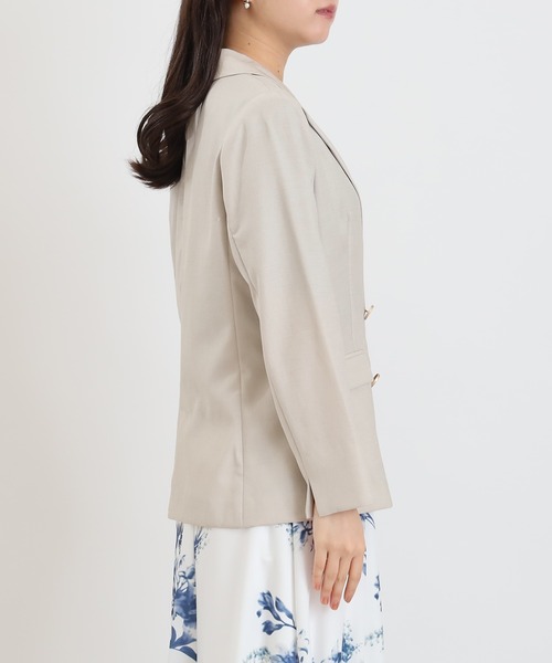 TRUDEA(トルディア)の「麻調 金釦ダブルジャケット(テーラードジャケット・レディース・ライトグレー・X-LARGE/LARGE/MEDIUM/SMALL)」の4枚目の写真