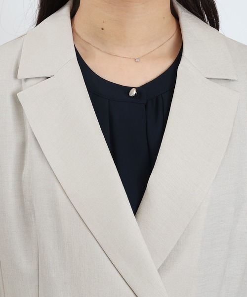 TRUDEA(トルディア)の「麻調 金釦ダブルジャケット(テーラードジャケット・レディース・ライトグレー・X-LARGE/LARGE/MEDIUM/SMALL)」の6枚目の写真