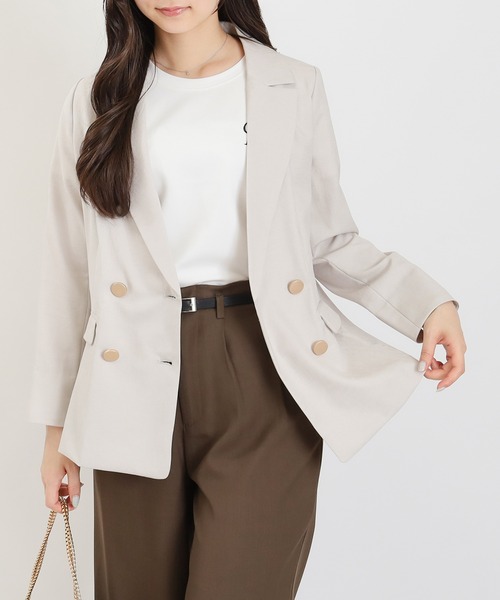TRUDEA(トルディア)の「麻調 金釦ダブルジャケット(テーラードジャケット・レディース・ライトグレー・X-LARGE/LARGE/MEDIUM/SMALL)」の21枚目の写真