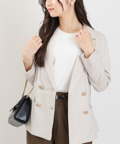 TRUDEA(トルディア)の「麻調 金釦ダブルジャケット(テーラードジャケット・レディース・ライトグレー・X-LARGE/LARGE/MEDIUM/SMALL)」の19枚目の写真
