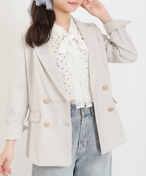 TRUDEA(トルディア)の「麻調 金釦ダブルジャケット(テーラードジャケット・レディース・ライトグレー・X-LARGE/LARGE/MEDIUM/SMALL)」の20枚目の写真