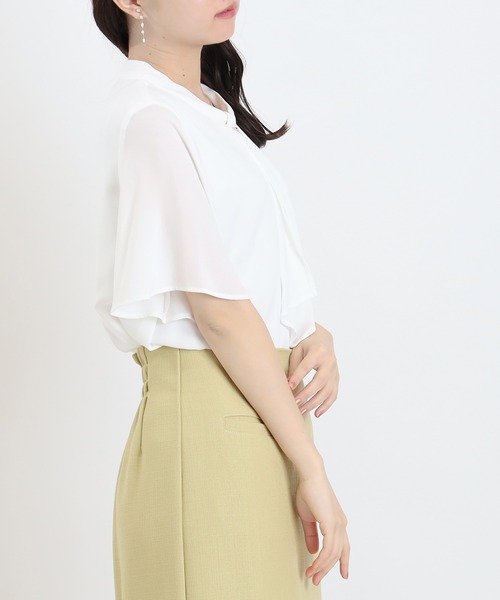 TRUDEA(トルディア)の「バー付きボウタイブラウス(UVカット/防透性/ウォッシャブル/イジーケア)(ビジネスシャツ・レディース・ホワイト/ネイビー/グレイッシュベージュ・LARGE/MEDIUM)」の18枚目の写真
