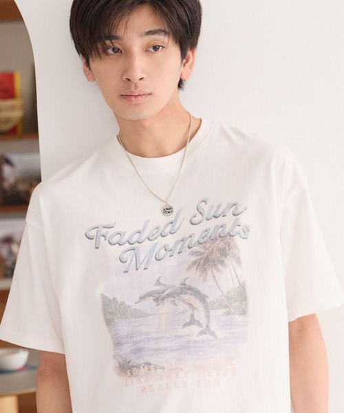 PBLIM(ページボーイリム)の「《UNISEX》ビーチサイドT(Tシャツ/カットソー・レディース・オフホワイト/グリーン・FREE)」の2枚目の写真