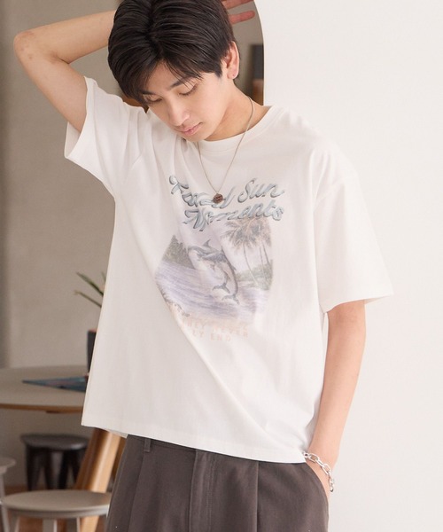 PBLIM(ページボーイリム)の「《UNISEX》ビーチサイドT(Tシャツ/カットソー・レディース・オフホワイト/グリーン・FREE)」の9枚目の写真