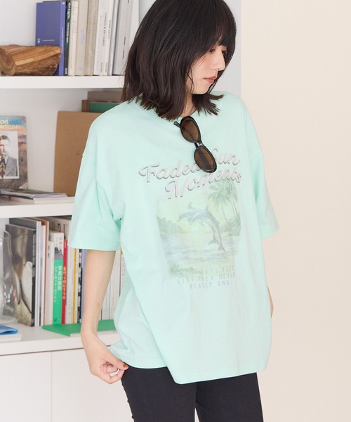 PBLIM(ページボーイリム)の「《UNISEX》ビーチサイドT(Tシャツ/カットソー・レディース・オフホワイト/グリーン・FREE)」の3枚目の写真