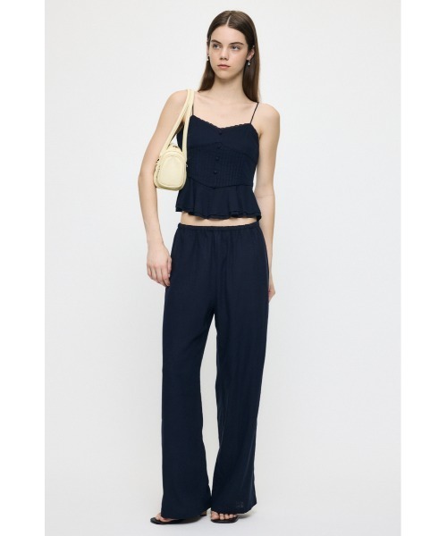 MOUSSY(マウジー)の「【セットアップ対応】LINEN BLEND RELAX ワイドパンツ(その他パンツ・レディース・ネイビー/ベージュ・1/2)」の9枚目の写真