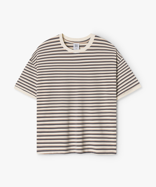 WEST GRAND BOULEVARD(ウエストグランドブルバード)の「セミオーバーマルチストライプリンガーTシャツ NATURAL(Tシャツ/カットソー・メンズ・その他・MEDIUM/LARGE/X-LARGE)」の1枚目の写真