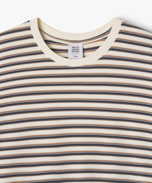WEST GRAND BOULEVARD(ウエストグランドブルバード)の「セミオーバーマルチストライプリンガーTシャツ NATURAL(Tシャツ/カットソー・メンズ・その他・MEDIUM/LARGE/X-LARGE)」の3枚目の写真