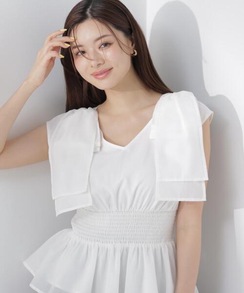 PROPORTION BODY DRESSING(プロポーションボディドレッシング)の「ショルダーリボンペプラムブラウス / 1216210603(シャツ/ブラウス・レディース・ホワイト/ブラック/レッド・FREE)」の2枚目の写真