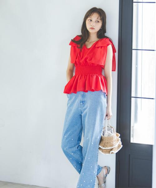 PROPORTION BODY DRESSING(プロポーションボディドレッシング)の「ショルダーリボンペプラムブラウス / 1216210603(シャツ/ブラウス・レディース・ホワイト/ブラック/レッド・FREE)」の15枚目の写真