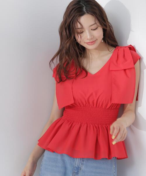 PROPORTION BODY DRESSING(プロポーションボディドレッシング)の「ショルダーリボンペプラムブラウス / 1216210603(シャツ/ブラウス・レディース・ホワイト/ブラック/レッド・FREE)」の12枚目の写真