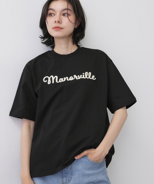 Dessin(デッサン)の「ロゴ刺繍ミニ裏毛Tシャツ(Tシャツ/カットソー・レディース・ホワイト/ブラック・00/01/02/03/04)」の2枚目の写真