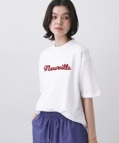 Dessin(デッサン)の「ロゴ刺繍ミニ裏毛Tシャツ(Tシャツ/カットソー・レディース・ホワイト/ブラック・00/01/02/03/04)」の3枚目の写真
