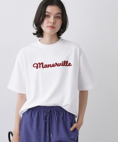 Dessin(デッサン)の「ロゴ刺繍ミニ裏毛Tシャツ(Tシャツ/カットソー・レディース・ホワイト/ブラック・00/01/02/03/04)」の4枚目の写真