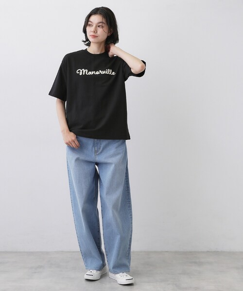 Dessin(デッサン)の「ロゴ刺繍ミニ裏毛Tシャツ(Tシャツ/カットソー・レディース・ホワイト/ブラック・00/01/02/03/04)」の9枚目の写真