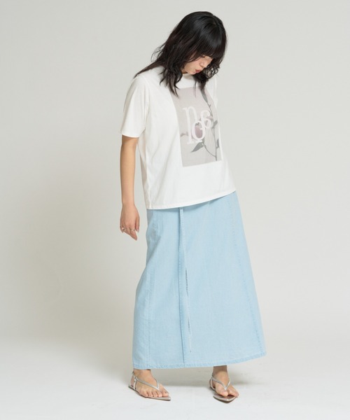 RU.TI.LE(ルチル)の「【RU.TI.LE】シアーボタニカルプリントTシャツ(Tシャツ/カットソー・レディース・ホワイト/チャコールグレー・MEDIUM)」の16枚目の写真