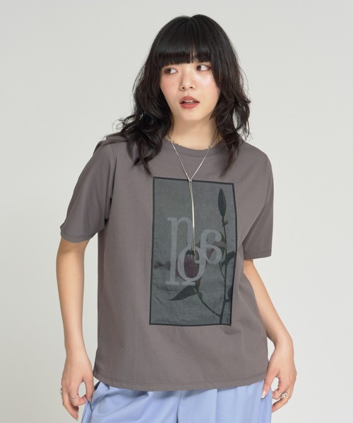 RU.TI.LE(ルチル)の「【RU.TI.LE】シアーボタニカルプリントTシャツ(Tシャツ/カットソー・レディース・ホワイト/チャコールグレー・MEDIUM)」の9枚目の写真
