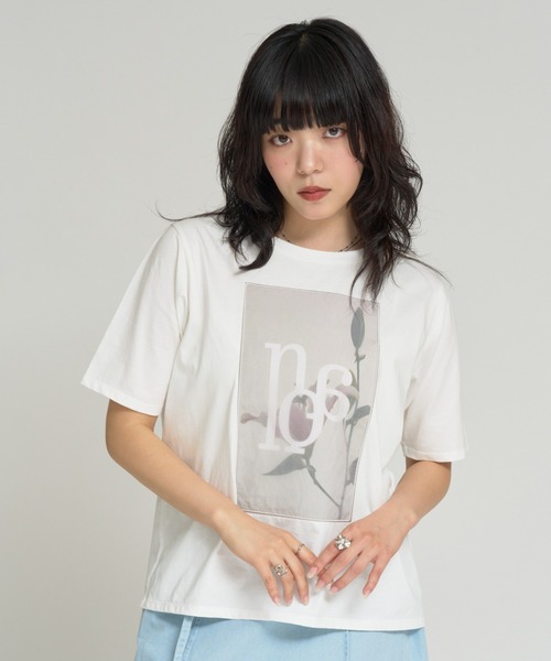RU.TI.LE(ルチル)の「【RU.TI.LE】シアーボタニカルプリントTシャツ(Tシャツ/カットソー・レディース・ホワイト/チャコールグレー・MEDIUM)」の20枚目の写真