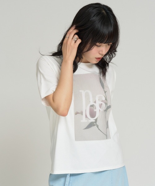 RU.TI.LE(ルチル)の「【RU.TI.LE】シアーボタニカルプリントTシャツ(Tシャツ/カットソー・レディース・ホワイト/チャコールグレー・MEDIUM)」の22枚目の写真