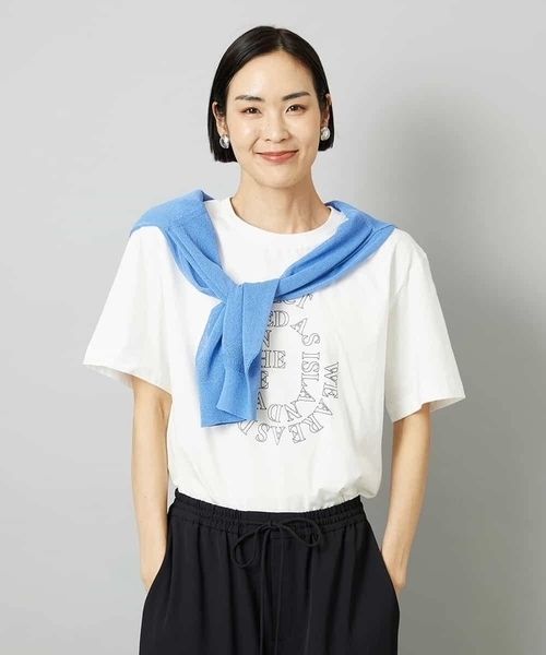 MICHEL KLEIN(ミッシェル・クラン)の「透明箔プリントTシャツ(Tシャツ/カットソー・レディース・ダークインディゴブルー/ホワイト・40/38)」の13枚目の写真