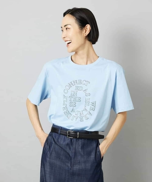 MICHEL KLEIN(ミッシェル・クラン)の「透明箔プリントTシャツ(Tシャツ/カットソー・レディース・ダークインディゴブルー/ホワイト・40/38)」の20枚目の写真