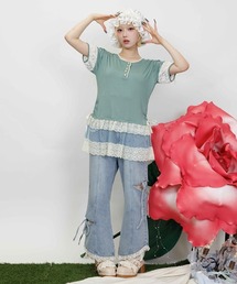 myu:loret | 巻き薔薇付ロングプルオーバー(Tシャツ/カットソー)