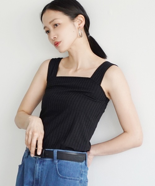 zootie（ズーティー）の「汗しみない リブカットソー［スクエアネックタンクトップ］（タンクトップ・レディース・グレイッシュブルー/ライトベージュ/レッド/ブラック/モカ/イエロー系その他・M/L）」の13枚目の写真