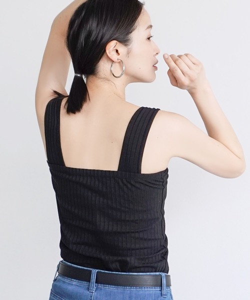 zootie（ズーティー）の「汗しみない リブカットソー［スクエアネックタンクトップ］（タンクトップ・レディース・グレイッシュブルー/ライトベージュ/レッド/ブラック/モカ/イエロー系その他・M/L）」の14枚目の写真