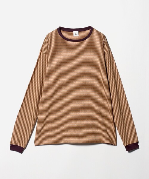 6(ロク)の「<6(ROKU)>コットン ミジン ボーダー ロングスリーブ Tシャツ(Tシャツ/カットソー・レディース・ブラウン系・FREE)」の4枚目の写真
