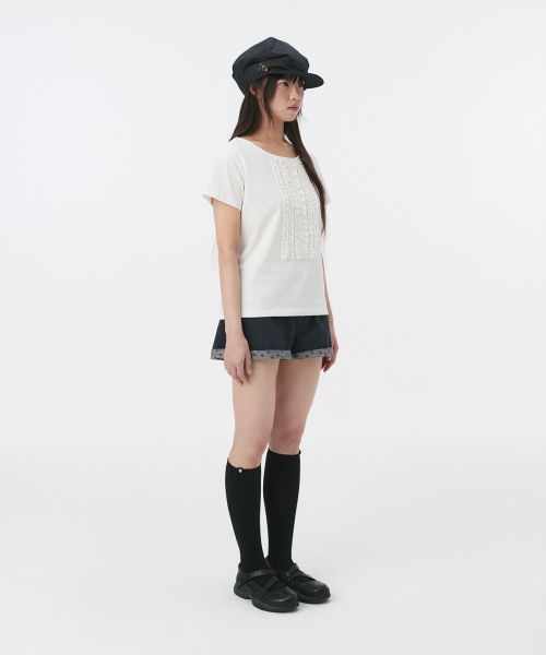 OHESHIO(オヘシオ)の「FLORAL DETAIL COTTON SHORTS, DEEP NAVY(その他パンツ・レディース・その他・1/2)」の2枚目の写真