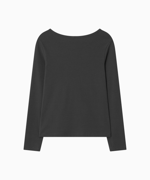 OHESHIO（オヘシオ）の「BASIC SLIM LONG SLEEVE, CHARCOAL（Tシャツ/カットソー・レディース・その他・FREE）」の2枚目の写真