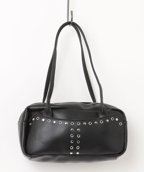 tinkerend(ティンカーエンド)の「Studded Eyelet Square Boston Bag / スタッズアイレットスクエアボストンバッグ(ボストンバッグ・レディース・ブラック・FREE)」の9枚目の写真
