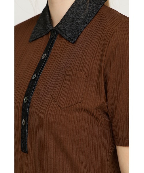 SLY(スライ)の「DOCKING POLO L/OP ドッキングポロロングワンピース 夏服 秋服(ワンピース・レディース・ブラック/ブラウン・FREE)」の10枚目の写真