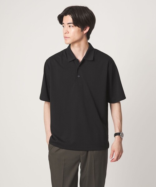 green label relaxing（グリーンレーベルリラクシング）の「【WEB限定】JUST fit ジャージ 半袖 ポロシャツ（ポロシャツ・メンズ・オフホワイト/ブラック・S/M/XL/L）」の2枚目の写真