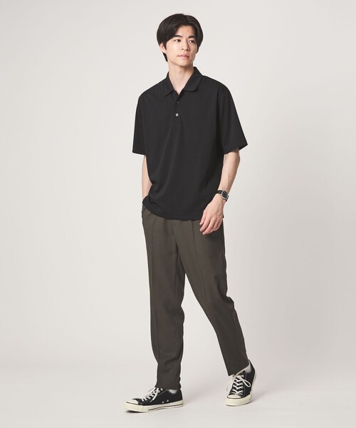 green label relaxing（グリーンレーベルリラクシング）の「【WEB限定】JUST fit ジャージ 半袖 ポロシャツ（ポロシャツ・メンズ・オフホワイト/ブラック・S/M/XL/L）」の4枚目の写真
