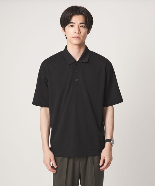 green label relaxing（グリーンレーベルリラクシング）の「【WEB限定】JUST fit ジャージ 半袖 ポロシャツ（ポロシャツ・メンズ・オフホワイト/ブラック・S/M/XL/L）」の5枚目の写真