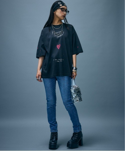 GEVS.(ジェイヴィス)の「綿100%ロゴプリントTシャツ<大きいサイズ有>GEVS.(Tシャツ/カットソー・レディース・スミクロ/オフホワイト・5L/4L/3L/LL/L/M)」の7枚目の写真