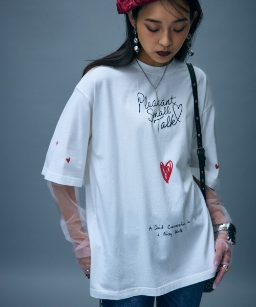 GEVS.(ジェイヴィス)の「綿100%ロゴプリントTシャツ<大きいサイズ有>GEVS.(Tシャツ/カットソー・レディース・スミクロ/オフホワイト・5L/4L/3L/LL/L/M)」の16枚目の写真