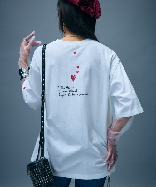 GEVS.(ジェイヴィス)の「綿100%ロゴプリントTシャツ<大きいサイズ有>GEVS.(Tシャツ/カットソー・レディース・スミクロ/オフホワイト・5L/4L/3L/LL/L/M)」の19枚目の写真