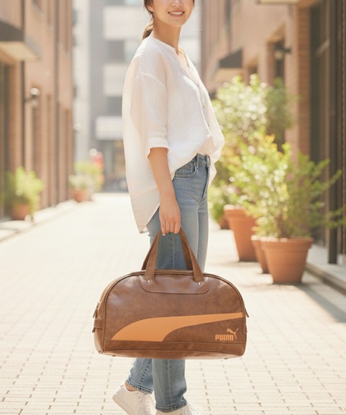 PUMA（プーマ）の「【PUMA/プーマ】【容量17L 高見えPUレザー】ビンテージPUボストンバッグ 軽量 レトロ ストリート y2k スポーツミックス 古着風 おしゃれ ユニセックス（ボストンバッグ・メンズ・ブラック/グリーン/ブラウン/ホワイト・FREE）」の18枚目の写真